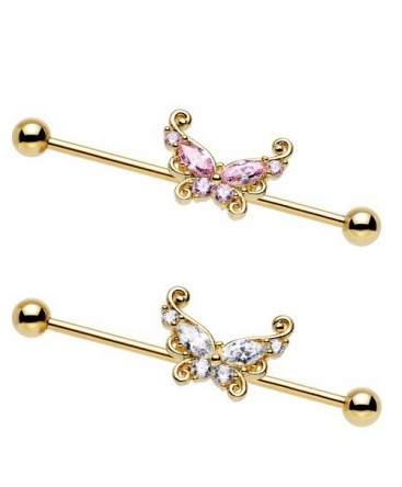 Gold Plated Gem Butterfly Industrial Scaffold