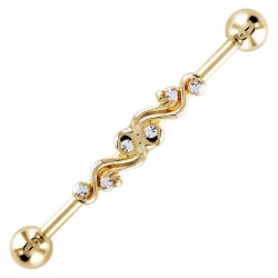 Gold Plated Surgical Steel Gem Swirl Industrial Scaffold
