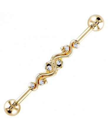 Gold Plated Surgical Steel Gem Swirl Industrial Scaffold