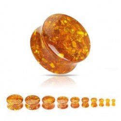 Synthetic Amber Saddle Double Flare Ear Tunnel