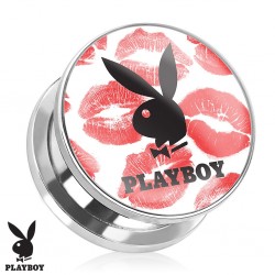 Surgical Steel Red Lips Kiss Genuine Playboy Ear Tunnel