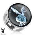Surgical Steel Genuine Playboy Rabbit Space Print Ear Tunnel