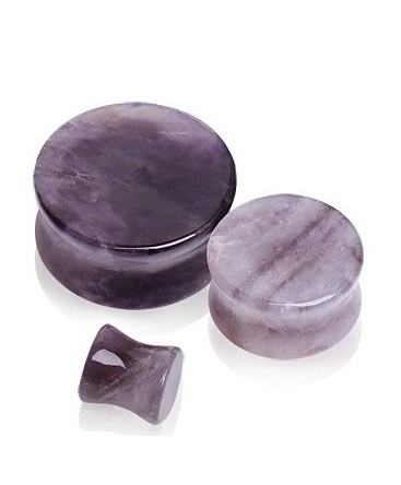 Natural Purple Amethyst Semi Precious Stone Ear Tunnel