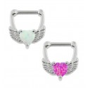 Surgical Steel Love Heart Opal Wings Septum Clicker