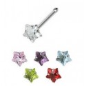 Surgical Steel Coloured Star Gem Nose Pin