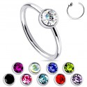 Surgical Steel Nose Hoop / Ring with 3mm Colour Gem