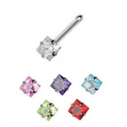 Surgical Steel Coloured Square Gem Nose Pin
