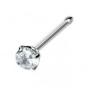 Surgical Steel Nose Stud / Pin With Clear CZ Gem