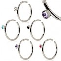 Surgical Steel Nose Ring / Hoop With 2mm Coloured Gem