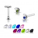925 Sterling Silver Shell Design With Coloured Gem Nose Stud / Pin