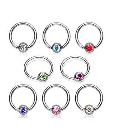 Surgical Steel Gem Ball Captive Bead Ring BCR