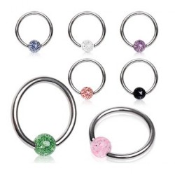 Surgical Steel Glitter Ball Captive Bead Ring BCR