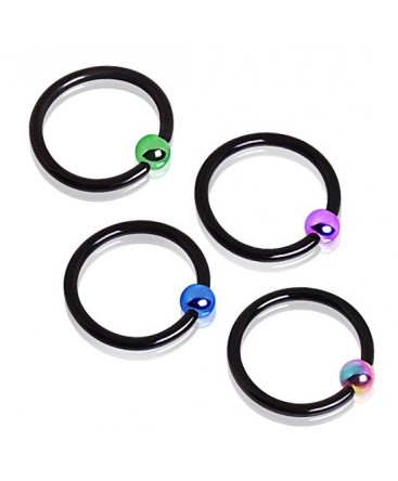 Black Anodised Colour Plated Ball Captive Bead Ring BCR