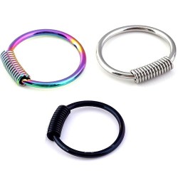 Anodised Titanium Over Surgical Steel Spring / Coil Captive Ring Ring BCR