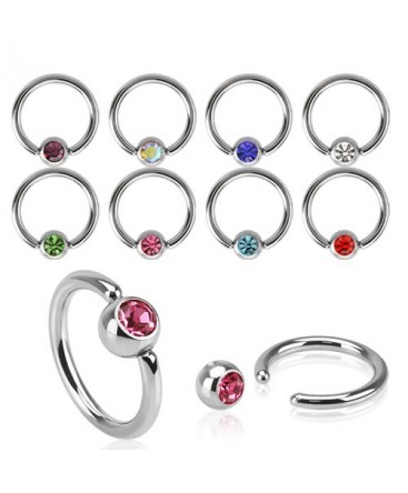 Surgical Steel Coloured Gem Captive Bead Ring BCR