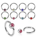 Surgical Steel Coloured Gem Captive Bead Ring BCR