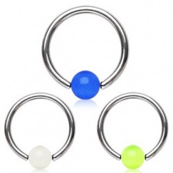 Surgical Steel UV Glow Ball Captive Bead Ring BCR
