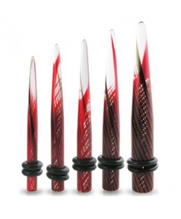 Acrylic Swirling Colour Ear Taper / Stretcher in Black / Red