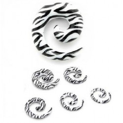 Acrylic Black & White Zebra Print Spiral Ear Taper / Stretcher