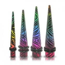 Acrylic Rainbow Zebra Print Ear Taper / Stretcher