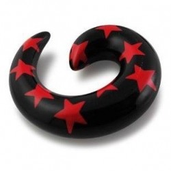 Acrylic Red Star Print Spiral Ear Taper / Stretcher