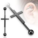 Surgical Steel Black Cross / Crucifix Scaffold / Industrial Barbell