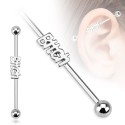 Surgical Steel Bitch Logo Industrial / Scaffold Barbell