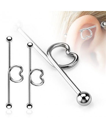 Surgical Steel Love Heart Scaffold / Industrial Barbell
