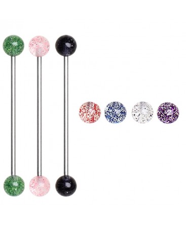 Surgical Steel Industrial / Scaffold Barbell with Acrylic Glitter Ball