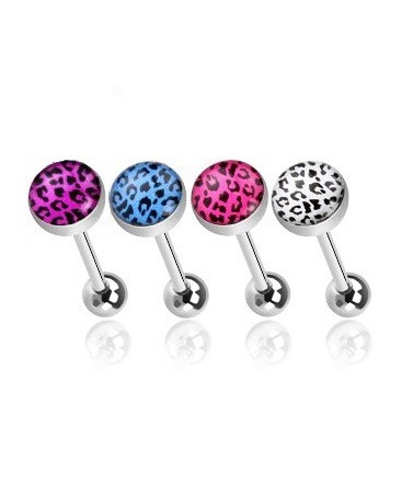 Surgical Steel Leopard Print Dome Tongue Bar