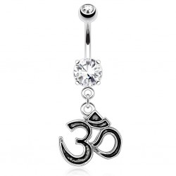 Surgical Steel Religious Indian Hindu Ohm Dangle / Drop Belly / Navel Bar