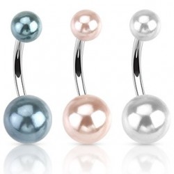 Surgical Steel Pearl Pearlescent Ball Belly / Navel Bar