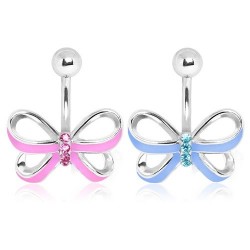 Surgical Steel Gem Knot / Ribbon / Bow Belly / Navel Bar