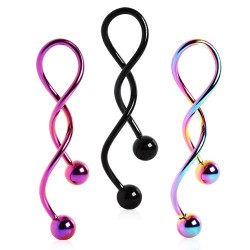 PVD Plated over Surgical Steel Spiral Twist Belly / Navel Bar