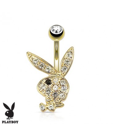 Gold Plated Genuine Playboy Bunny Rabbit Gem Belly / Navel Bar