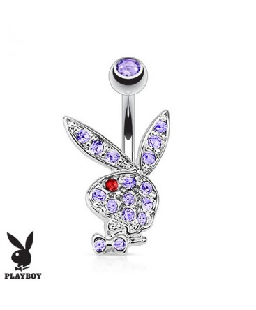 Surgical Steel Coloured CZ Gems Playboy Rabbit / Bunny Belly / Navel Bar