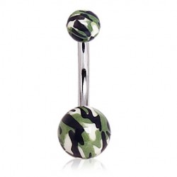Surgical Steel Acrylic Army Military Print Belly / Navel Bar