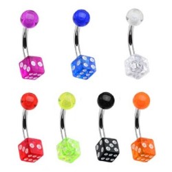 Pack of 7 Surgical Steel Dice Belly / Navel Bars