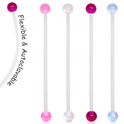 Bioflex Pregnancy Maternity Retainer Flexi Belly / Navel Bar with Colour Balls