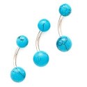 Surgical Steel Turquoise Stone Ball Belly / Navel Bar