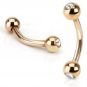 Rose Gold Plated over Surgical Steel Eyebrow / Nipple Bar with Gem Balls