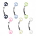 6 Pack Surgical Steel Eyebrow / Nipple Bar with Pearl Balls