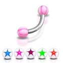 Surgical Steel Eyebrow / Nipple Curve Barbell with Star Balls