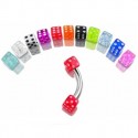 Surgical Steel Eyebrow Barbell with Coloured Dice