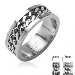 Stainless Steel Spinning Centre Chain Band Ring