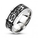 Stainless Steel Centre Black IP Casted Tribal / Celtic Band Ring