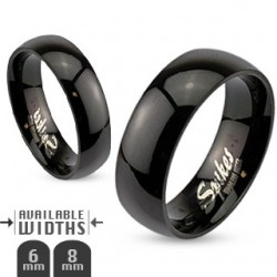 Polished Stainless Steel Black Glossy Mirror Dome Band Ring