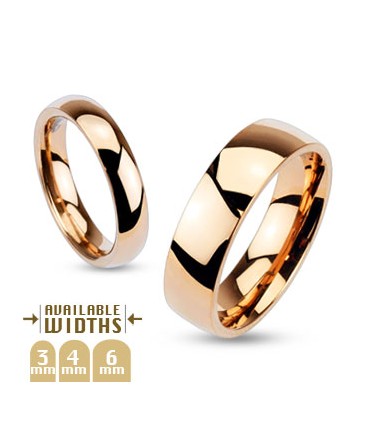 Polished Rose Gold IP over Stainless Steel Glossy Mirror Dome Band Ring