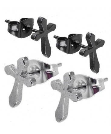 Stainless Steel Cross / Crucifix Stud Earrings
