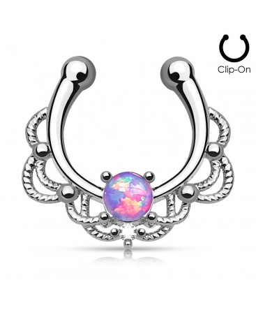 Clip-On / Fake Synthetic Opal Stone Septum Ring
